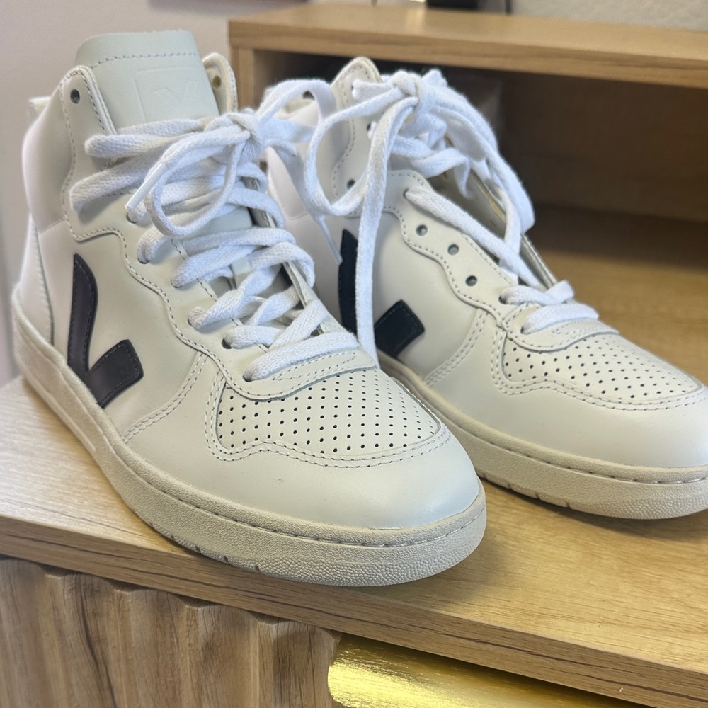 Veja White and Black High-Top Sneakers